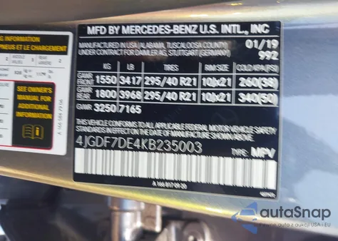 2019 Mercedes-Benz Gls 550 4Matic из США, поврежденный, VIN 4JGDF7DE4KB235003